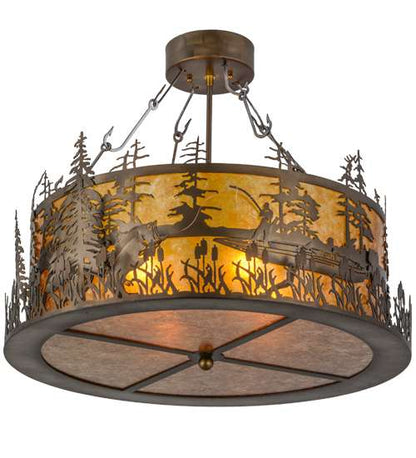 Bass and Fisherman 4 Light 26" Wide Semi-Flush Drum Ceiling Fixture