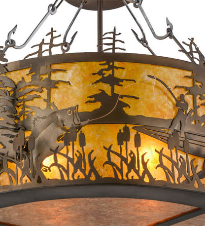 Bass and Fisherman 4 Light 26" Wide Semi-Flush Drum Ceiling Fixture