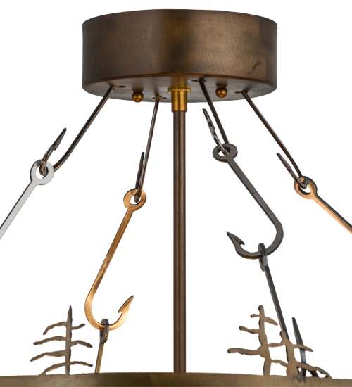 Bass and Fisherman 4 Light 26" Wide Semi-Flush Drum Ceiling Fixture