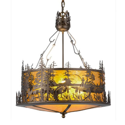 Bass and Fisherman 4 Light 26" Wide Pendant