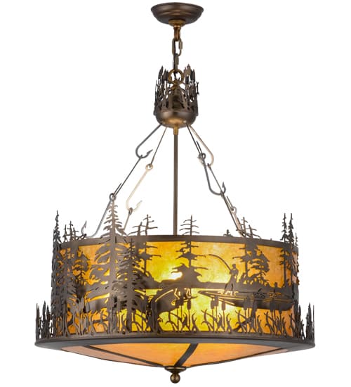 Bass and Fisherman 4 Light 26" Wide Pendant