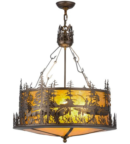 Bass and Fisherman 4 Light 26" Wide Pendant