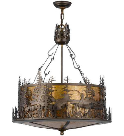 Bass and Fisherman 4 Light 26" Wide Pendant