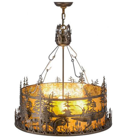 Bass and Fisherman 4 Light 26" Wide Pendant