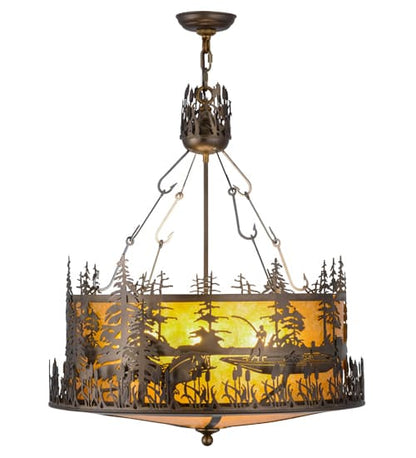 Bass and Fisherman 4 Light 26" Wide Pendant