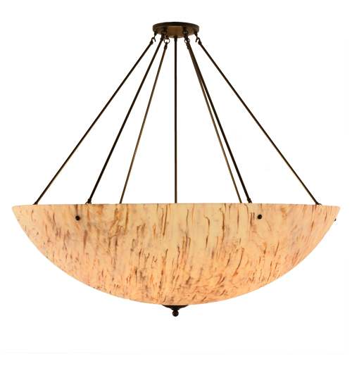 Madison 8 Light 48" Wide Semi-Flush Bowl Ceiling Fixture with Beige Shade - Timeless Bronze Finish