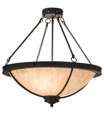 Freya 3 Light 24" Wide Semi-Flush Bowl Ceiling Fixture - Costello Black Finish