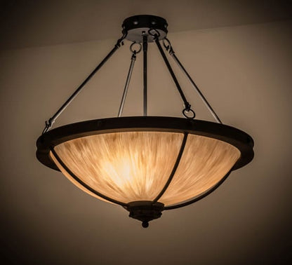 Freya 3 Light 24" Wide Semi-Flush Bowl Ceiling Fixture - Costello Black Finish