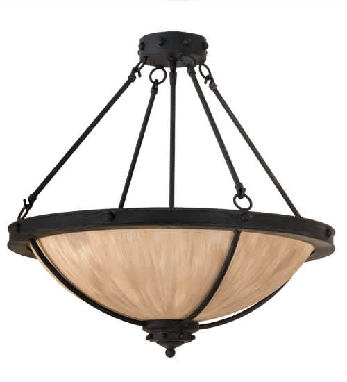 Freya 3 Light 24" Wide Semi-Flush Bowl Ceiling Fixture - Costello Black Finish