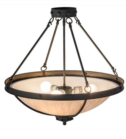 Freya 3 Light 24" Wide Semi-Flush Bowl Ceiling Fixture - Costello Black Finish