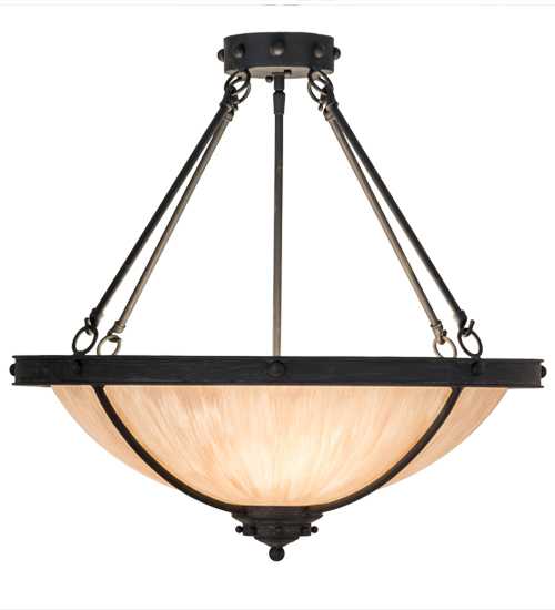 Freya 3 Light 24" Wide Semi-Flush Bowl Ceiling Fixture - Costello Black Finish