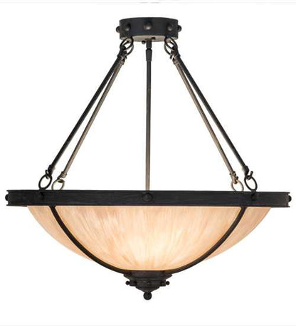 Freya 3 Light 24" Wide Semi-Flush Bowl Ceiling Fixture - Costello Black Finish