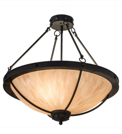 Freya 3 Light 24" Wide Semi-Flush Bowl Ceiling Fixture - Costello Black Finish