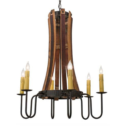 Barrel Stave 6 Light 30" Wide Taper Candle Style Chandelier