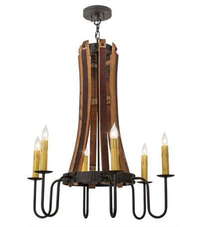 Barrel Stave 6 Light 30" Wide Taper Candle Style Chandelier