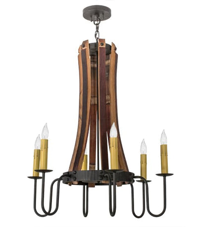 Barrel Stave 6 Light 30" Wide Taper Candle Style Chandelier