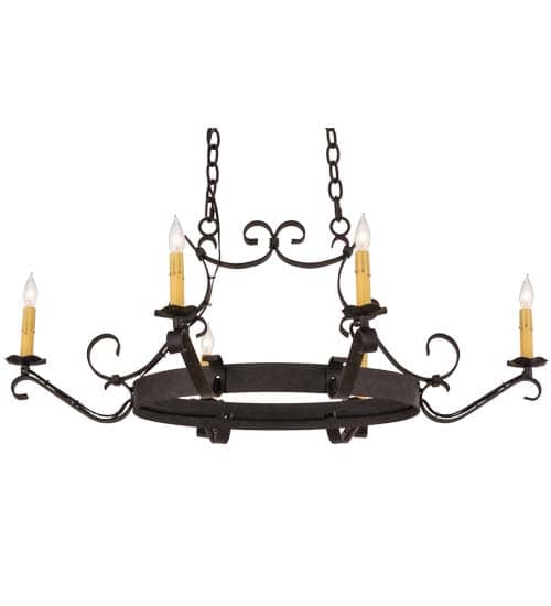 Hand forged 6 Light 29" Wide Taper Candle Style Chandelier