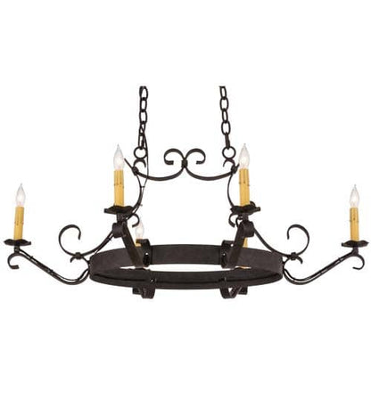 Hand forged 6 Light 29" Wide Taper Candle Style Chandelier