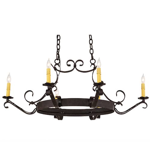 Hand forged 6 Light 29" Wide Taper Candle Style Chandelier