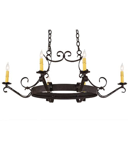 Hand forged 6 Light 29" Wide Taper Candle Style Chandelier