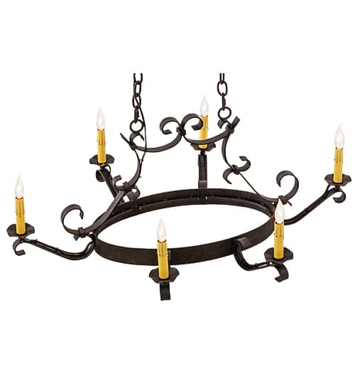Hand forged 6 Light 29" Wide Taper Candle Style Chandelier