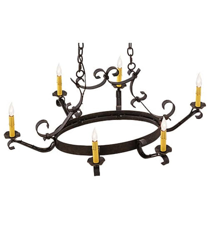 Hand forged 6 Light 29" Wide Taper Candle Style Chandelier