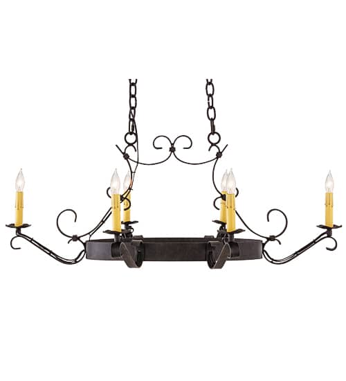 Hand forged 6 Light 29" Wide Taper Candle Style Chandelier