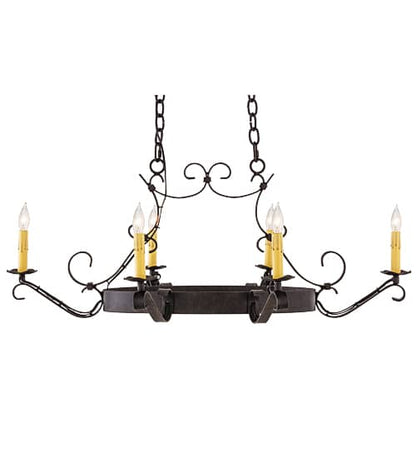 Hand forged 6 Light 29" Wide Taper Candle Style Chandelier