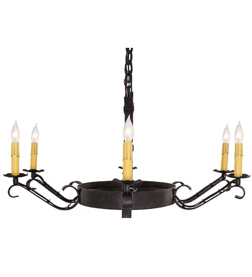 Hand forged 6 Light 29" Wide Taper Candle Style Chandelier