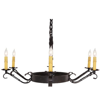 Hand forged 6 Light 29" Wide Taper Candle Style Chandelier