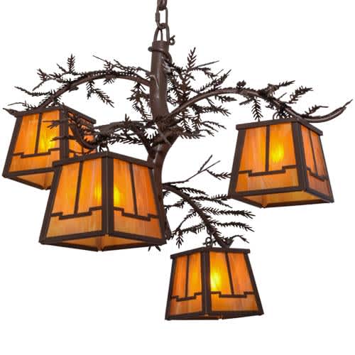 Pine Branch Valley View 4 Light 28" Wide Chandelier