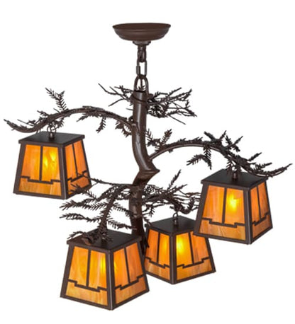 Pine Branch Valley View 4 Light 28" Wide Chandelier