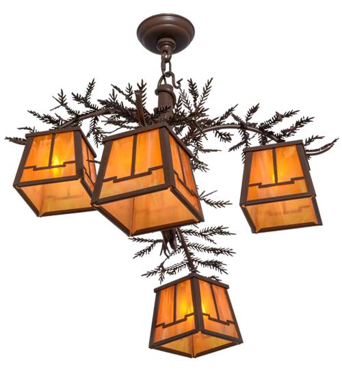 Pine Branch Valley View 4 Light 28" Wide Chandelier