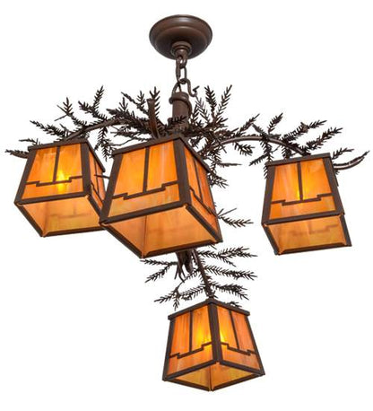 Pine Branch Valley View 4 Light 28" Wide Chandelier