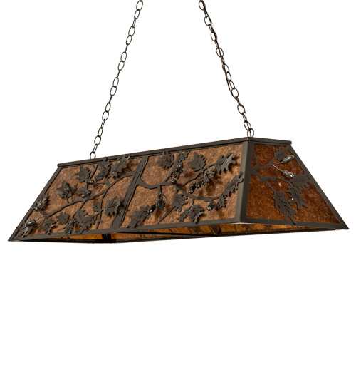 Leaf and Acorn 9 Light 17" Wide Linear Pendant