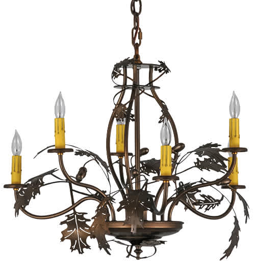 Oak Leaf & Acorn 6 Light 28" Wide Taper Candle Style Chandelier