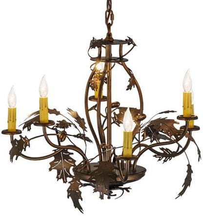 Oak Leaf & Acorn 6 Light 28" Wide Taper Candle Style Chandelier