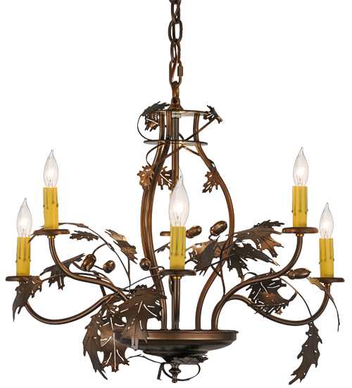Oak Leaf & Acorn 6 Light 28" Wide Taper Candle Style Chandelier