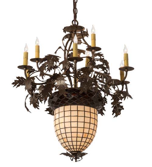 Greenbriar Oak 11 Light 28" Wide Taper Candle Style Chandelier