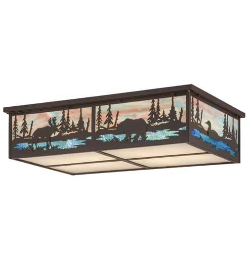 Wildlife at Pine Lake 8 Light 36" Wide Flush Mount Ceiling Fixture
