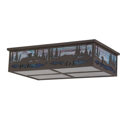 Meyda Tiffany Wildlife at Pine Lake 8 Light 36" Wide Flush Mount Ceiling Fixture