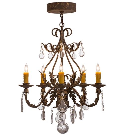 French Elegance 5 Light 25" Wide Crystal Candle Style Chandelier