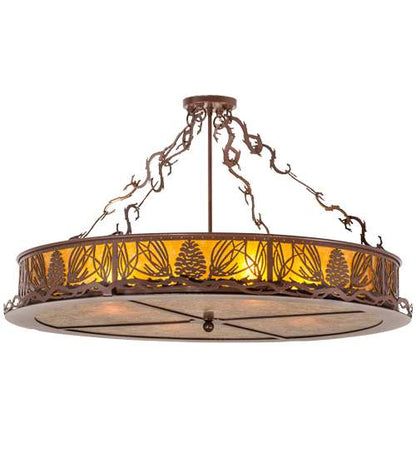 Mountain Pine 4 Light 36" Wide Semi-Flush Drum Ceiling Fixture - Rust Finish