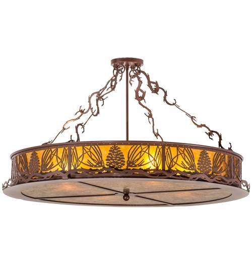 Mountain Pine 4 Light 36" Wide Semi-Flush Drum Ceiling Fixture - Rust Finish