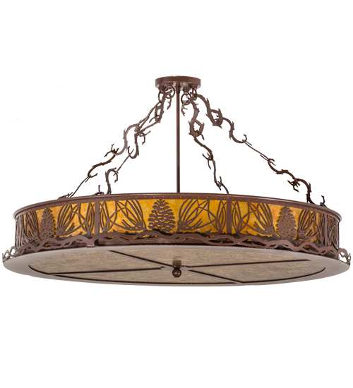 Mountain Pine 4 Light 36" Wide Semi-Flush Drum Ceiling Fixture - Rust Finish