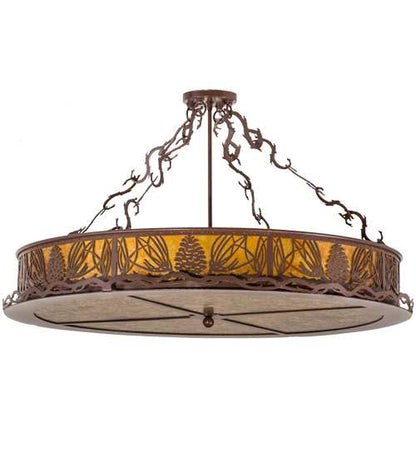 Mountain Pine 4 Light 36" Wide Semi-Flush Drum Ceiling Fixture - Rust Finish