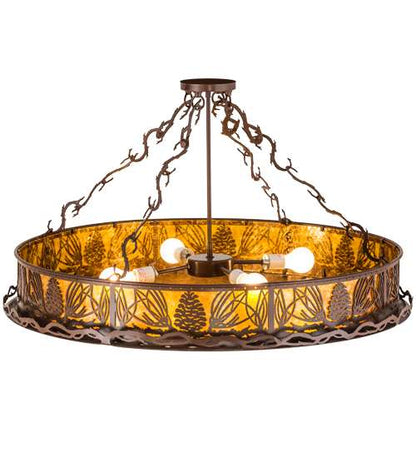 Mountain Pine 4 Light 36" Wide Semi-Flush Drum Ceiling Fixture - Rust Finish