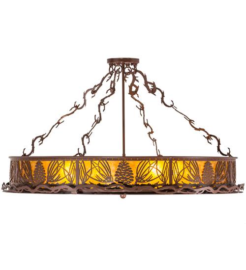 Mountain Pine 4 Light 36" Wide Semi-Flush Drum Ceiling Fixture - Rust Finish