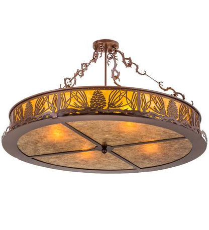 Mountain Pine 4 Light 36" Wide Semi-Flush Drum Ceiling Fixture - Rust Finish