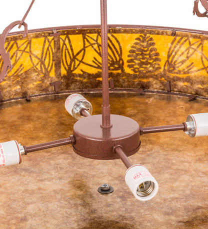 Mountain Pine 4 Light 36" Wide Semi-Flush Drum Ceiling Fixture - Rust Finish